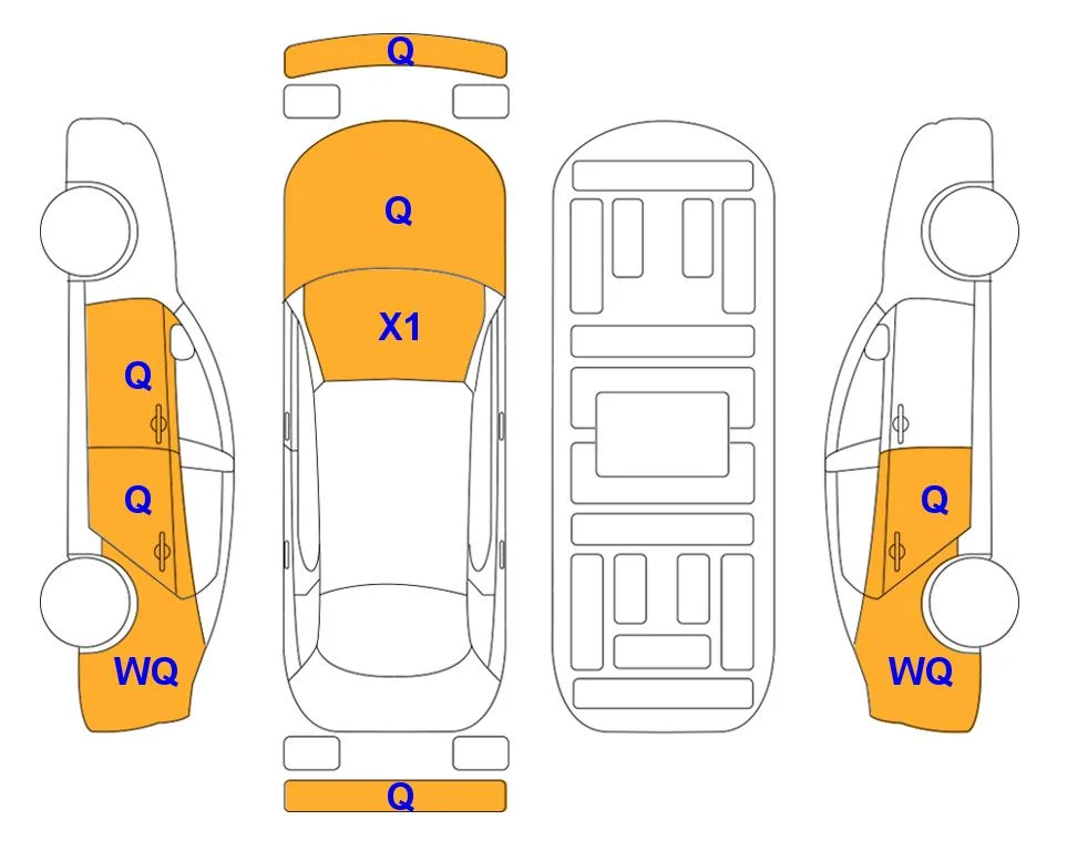 Схема кузова с отметками аукциона Lotte Auto Auction