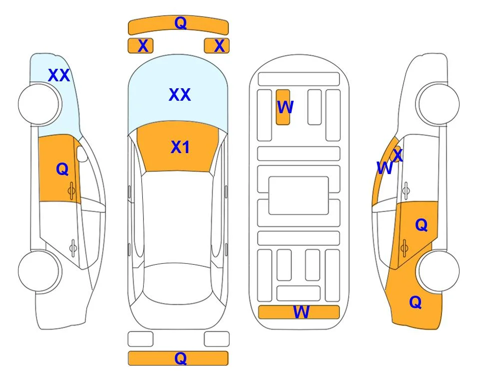 Схема кузова с отметками аукциона Lotte Auto Auction