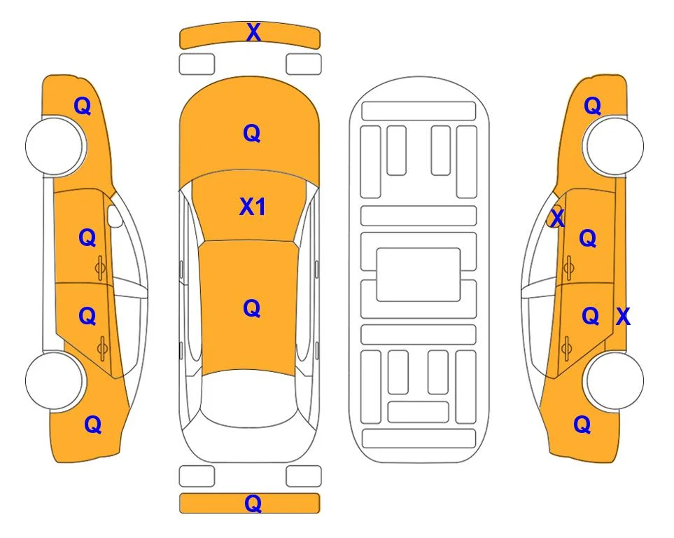 Схема кузова с отметками аукциона Lotte Auto Auction