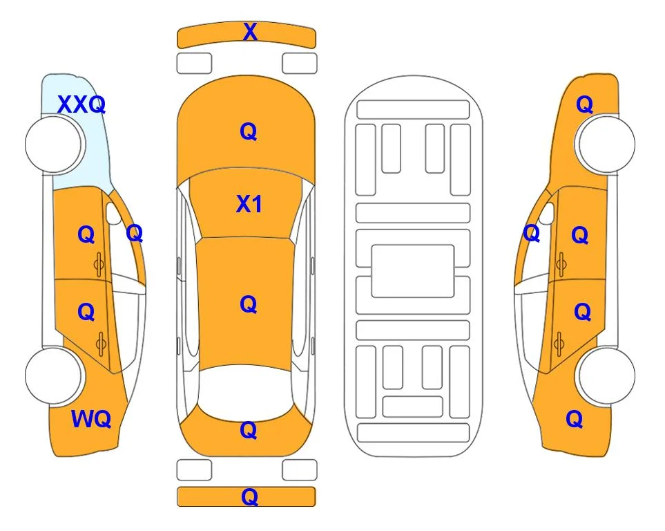 Схема кузова с отметками аукциона Lotte Auto Auction