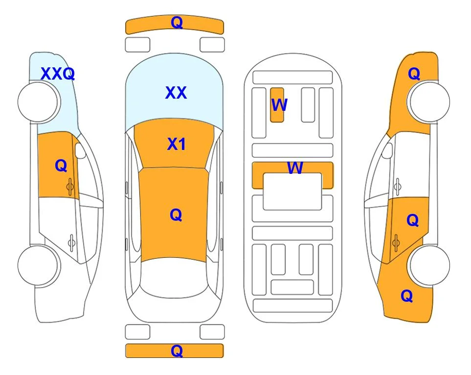 Схема кузова с отметками аукциона Lotte Auto Auction