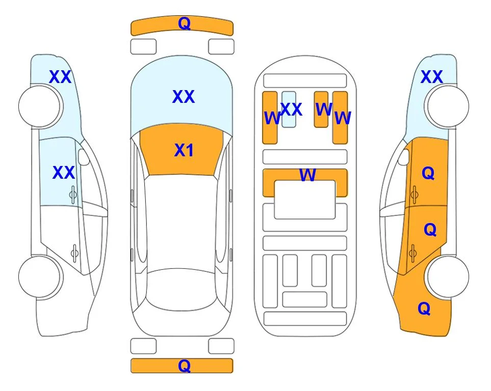 Схема кузова с отметками аукциона Lotte Auto Auction