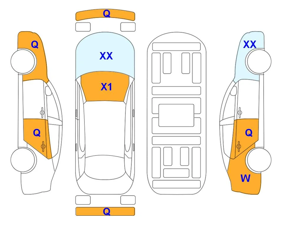 Схема кузова с отметками аукциона Lotte Auto Auction