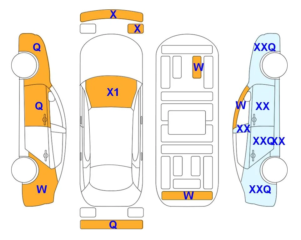 Body diagram with the marks of Lotte Auto Auction