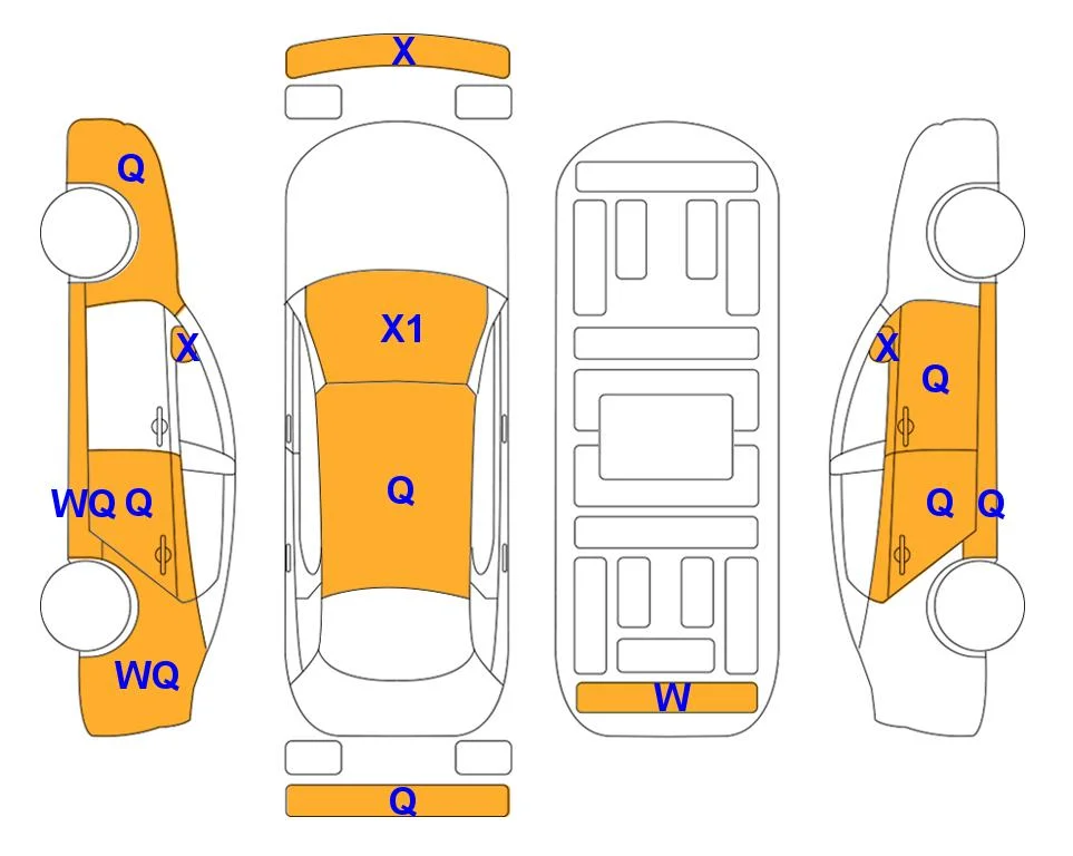 Схема кузова с отметками аукциона Lotte Auto Auction