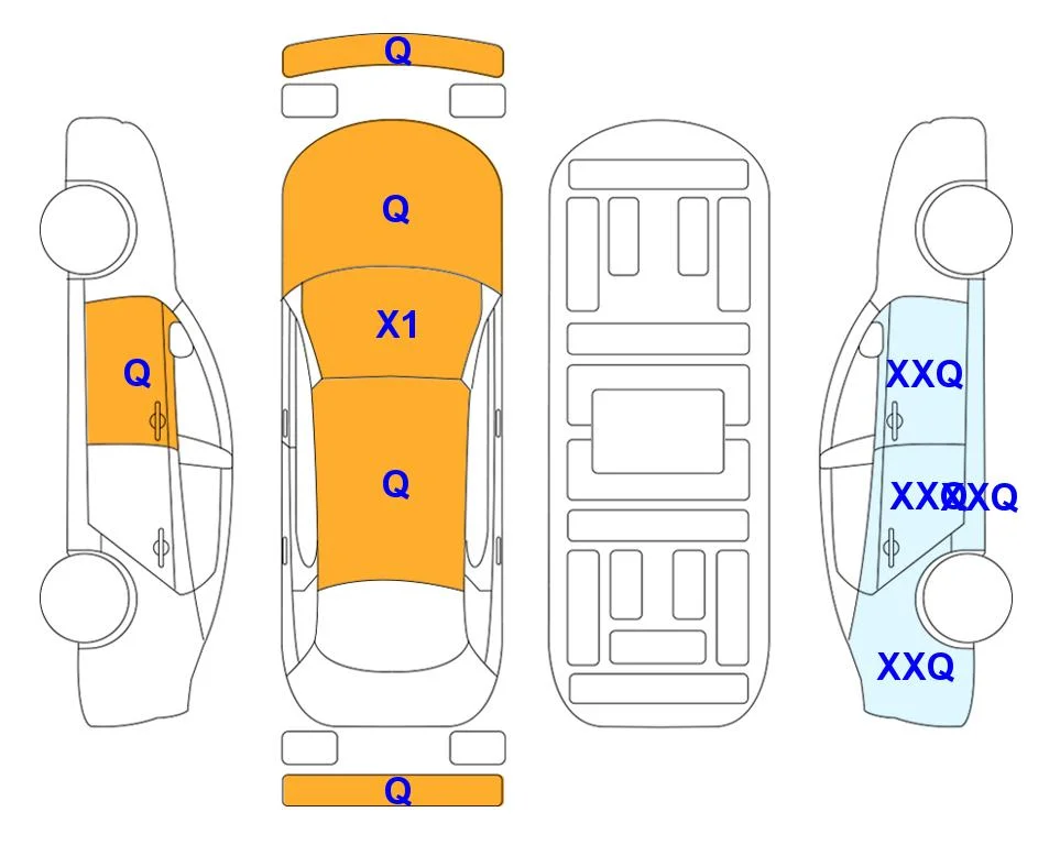 Body diagram with the marks of Lotte Auto Auction