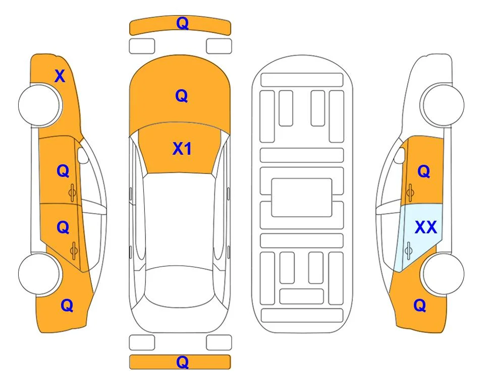 Body diagram with the marks of Lotte Auto Auction