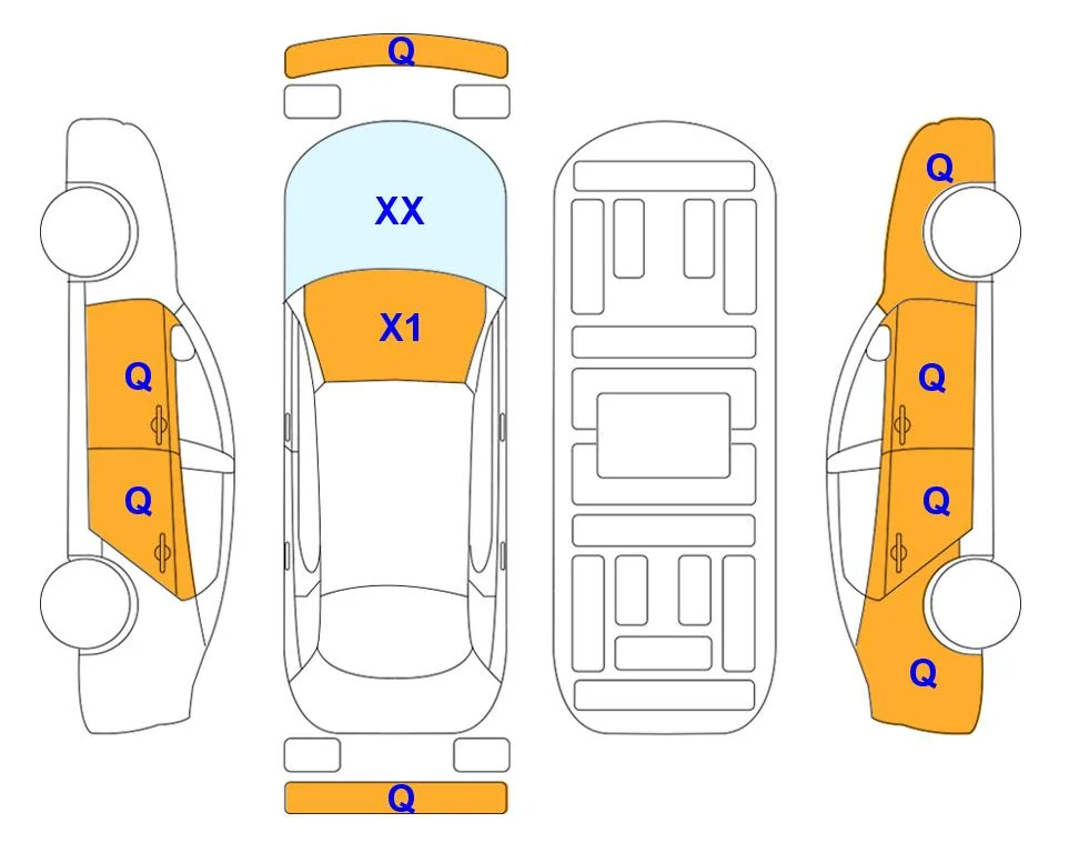 Схема кузова с отметками аукциона Lotte Auto Auction