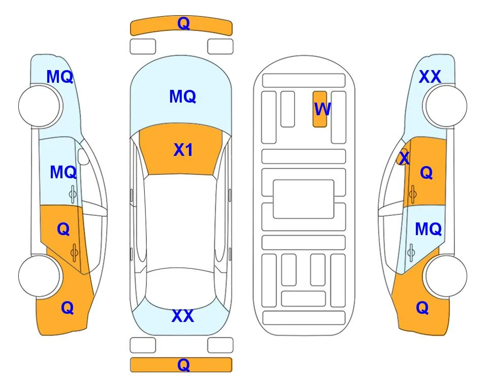 Схема кузова с отметками аукциона Lotte Auto Auction