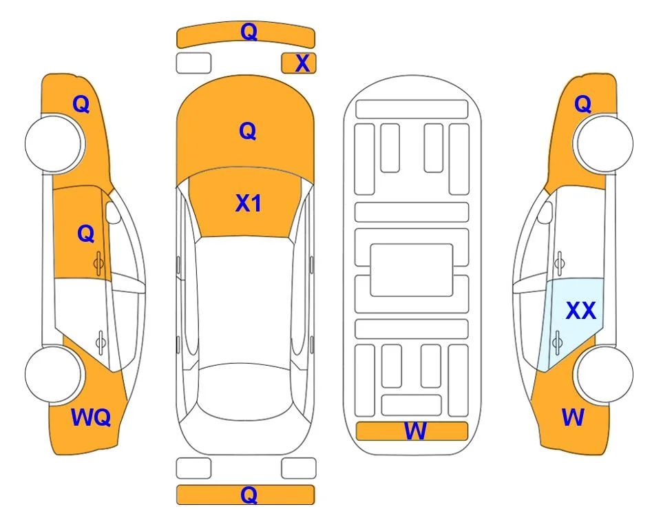 Схема кузова с отметками аукциона Lotte Auto Auction
