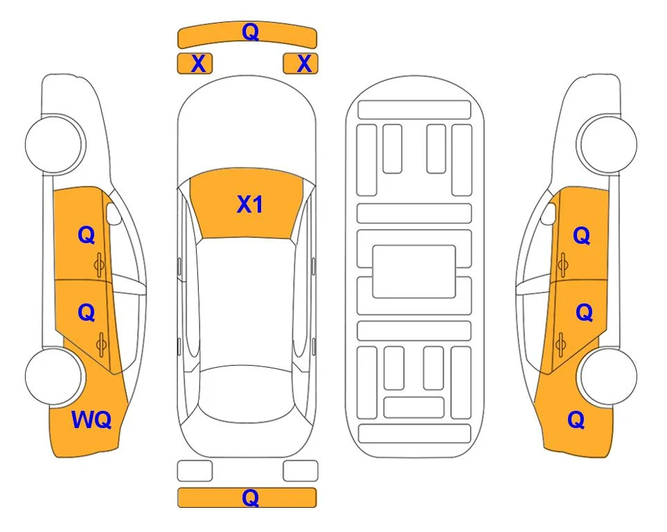 Схема кузова с отметками аукциона Lotte Auto Auction