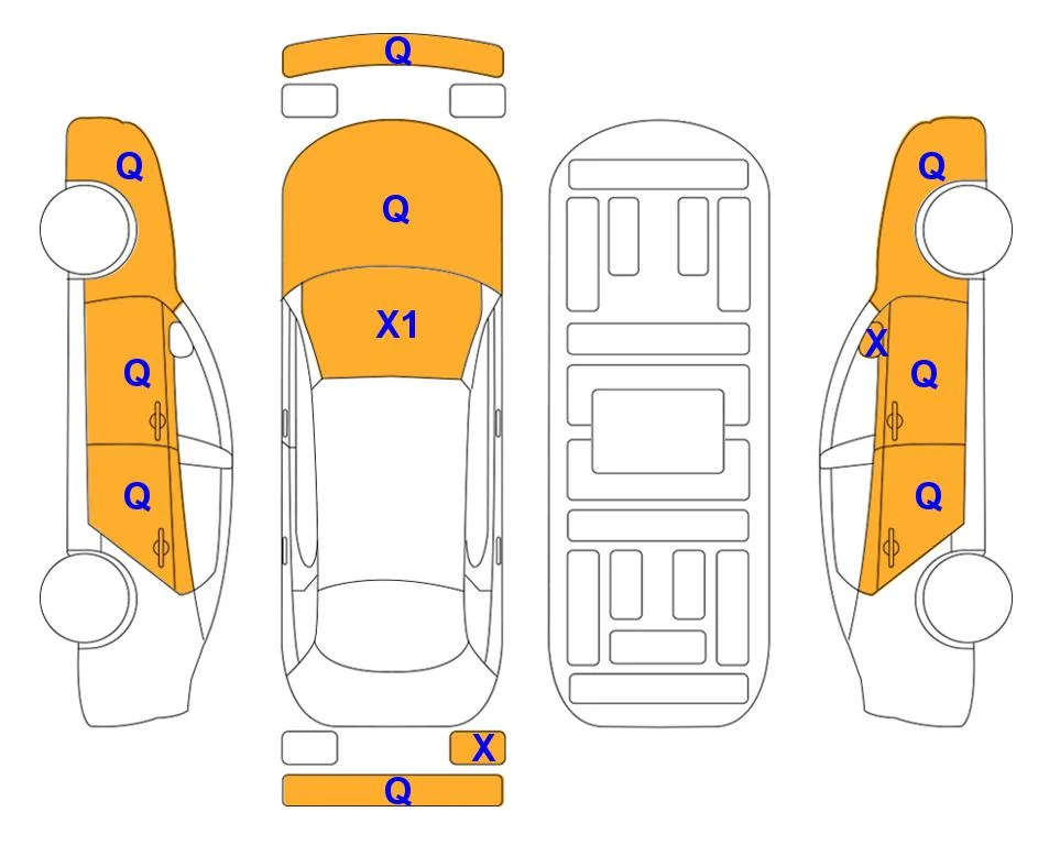 Схема кузова с отметками аукциона Lotte Auto Auction