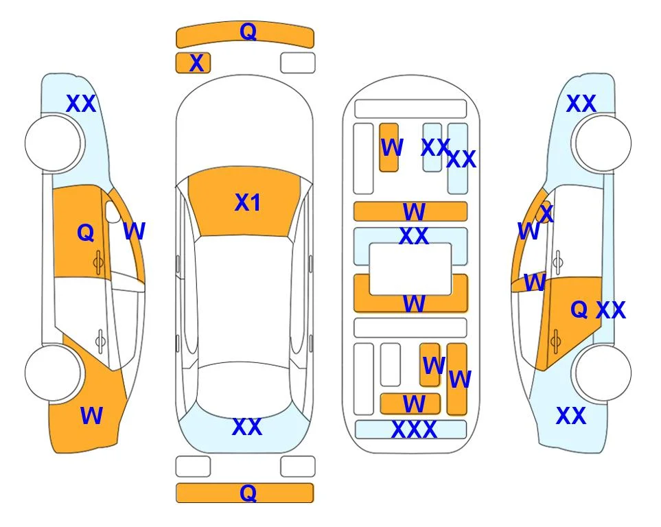 Body diagram with the marks of Lotte Auto Auction