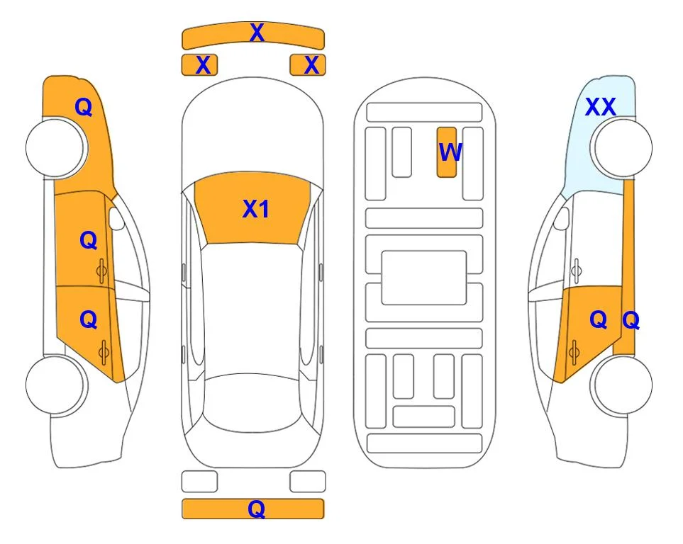 Схема кузова с отметками аукциона Lotte Auto Auction