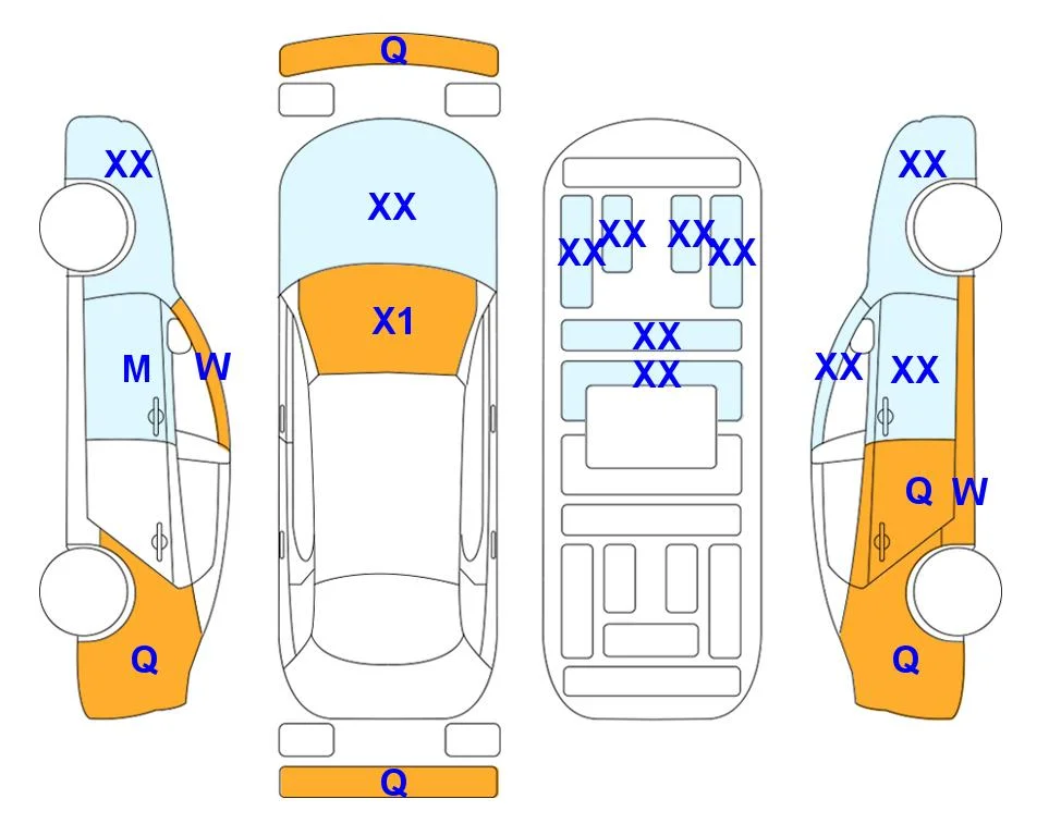 Схема кузова с отметками аукциона Lotte Auto Auction