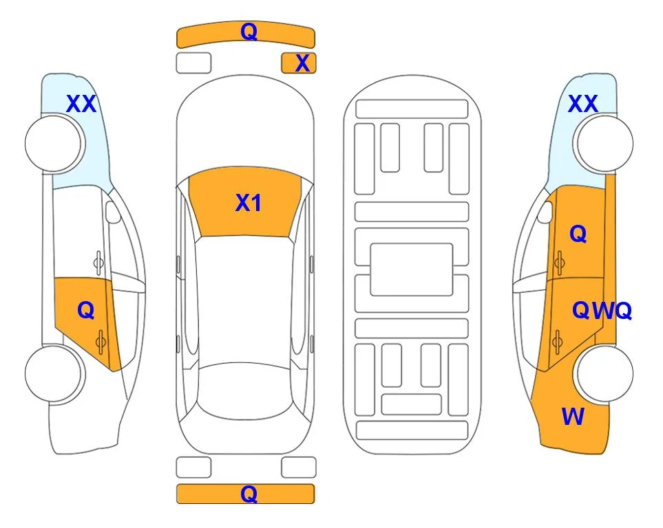 Схема кузова с отметками аукциона Lotte Auto Auction