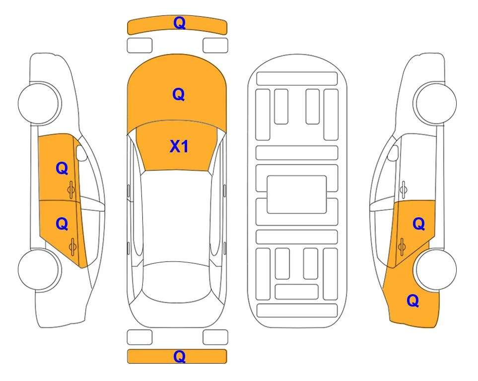 Схема кузова с отметками аукциона Lotte Auto Auction