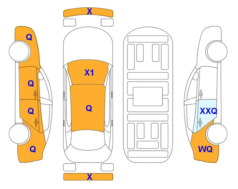 Body diagram with the marks of Lotte Auto Auction