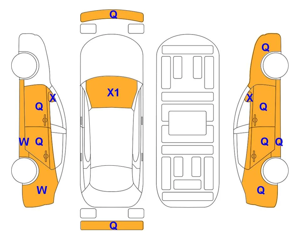 Схема кузова с отметками аукциона Lotte Auto Auction