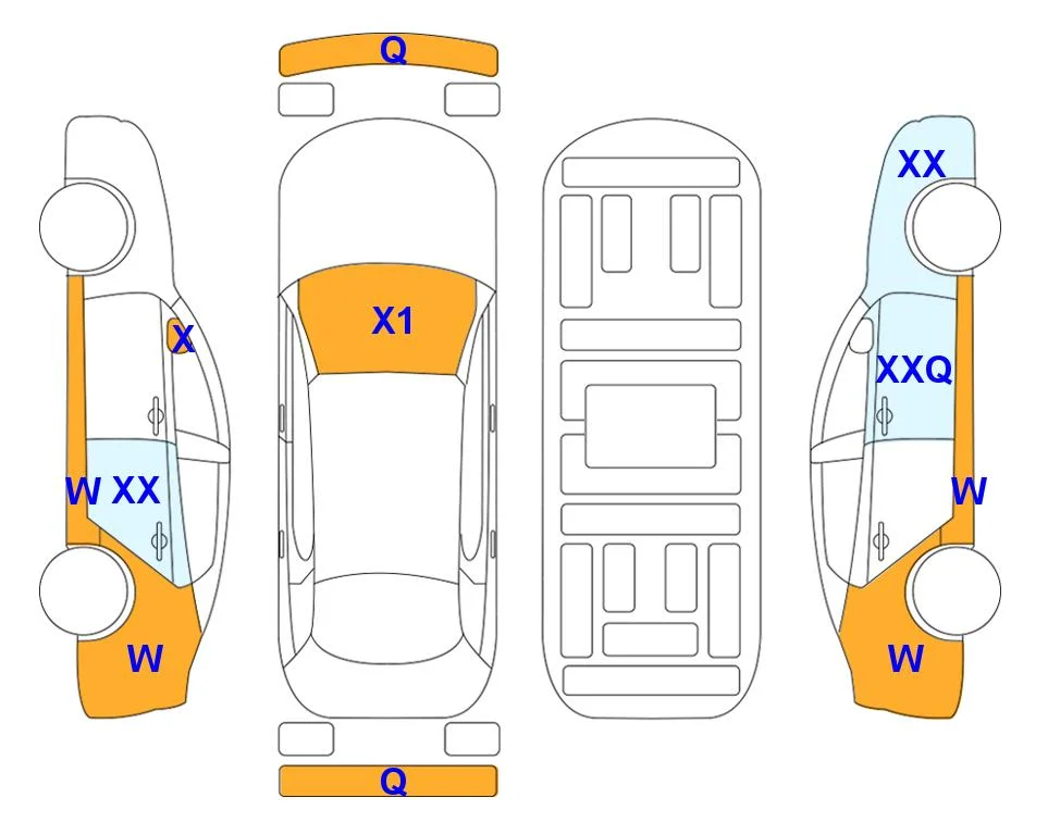 Body diagram with the marks of Lotte Auto Auction