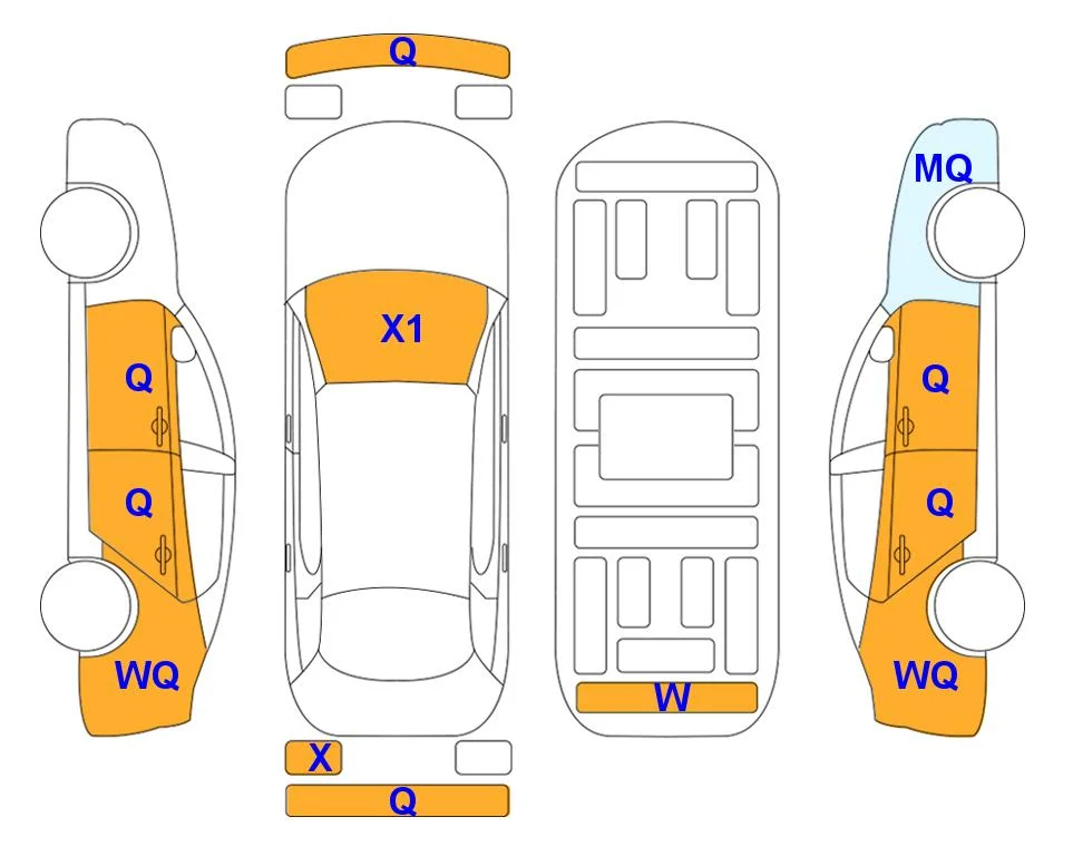 Схема кузова с отметками аукциона Lotte Auto Auction