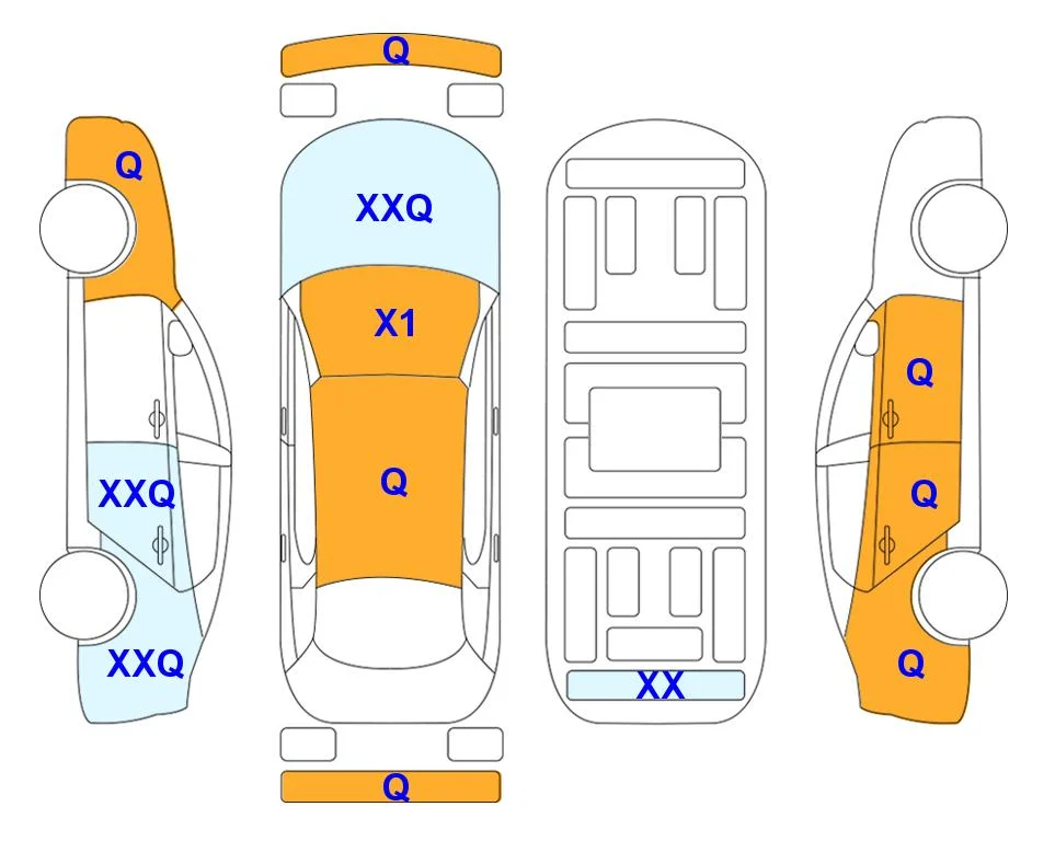 Схема кузова с отметками аукциона Lotte Auto Auction