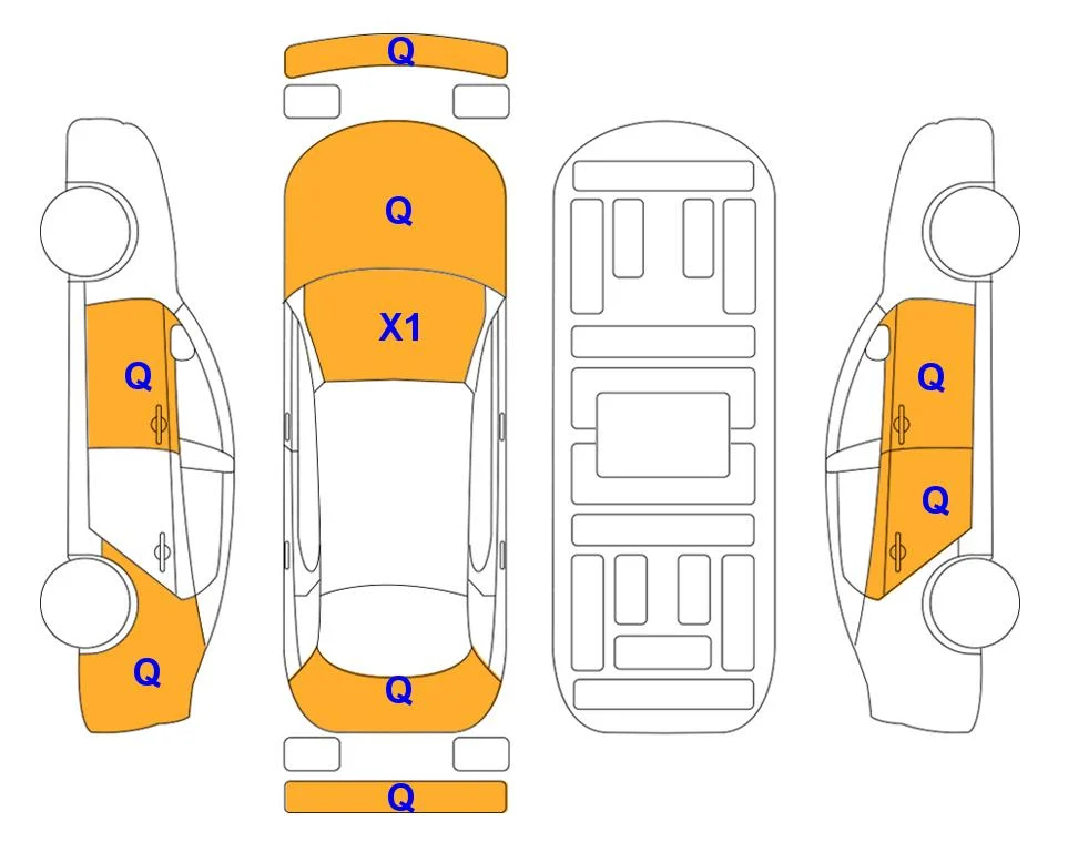 Схема кузова с отметками аукциона Lotte Auto Auction