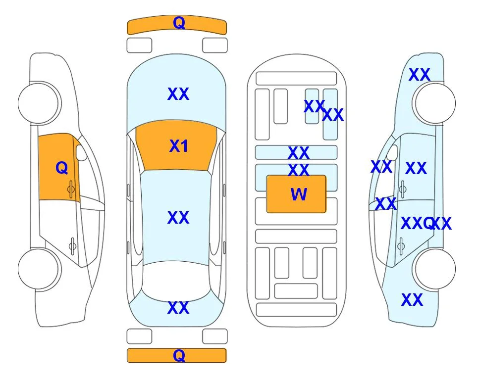 Схема кузова с отметками аукциона Lotte Auto Auction