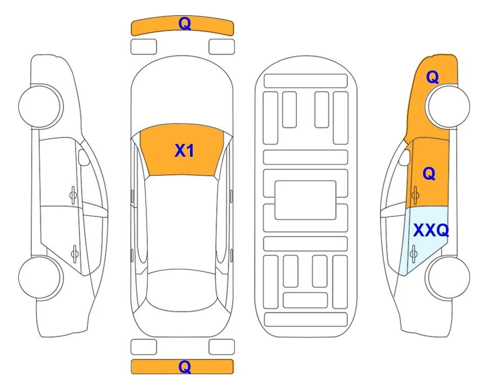 Схема кузова с отметками аукциона Lotte Auto Auction
