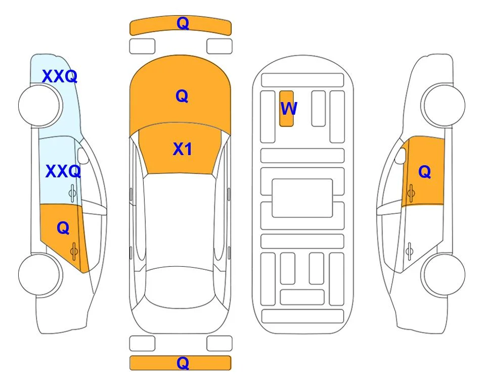 Body diagram with the marks of Lotte Auto Auction