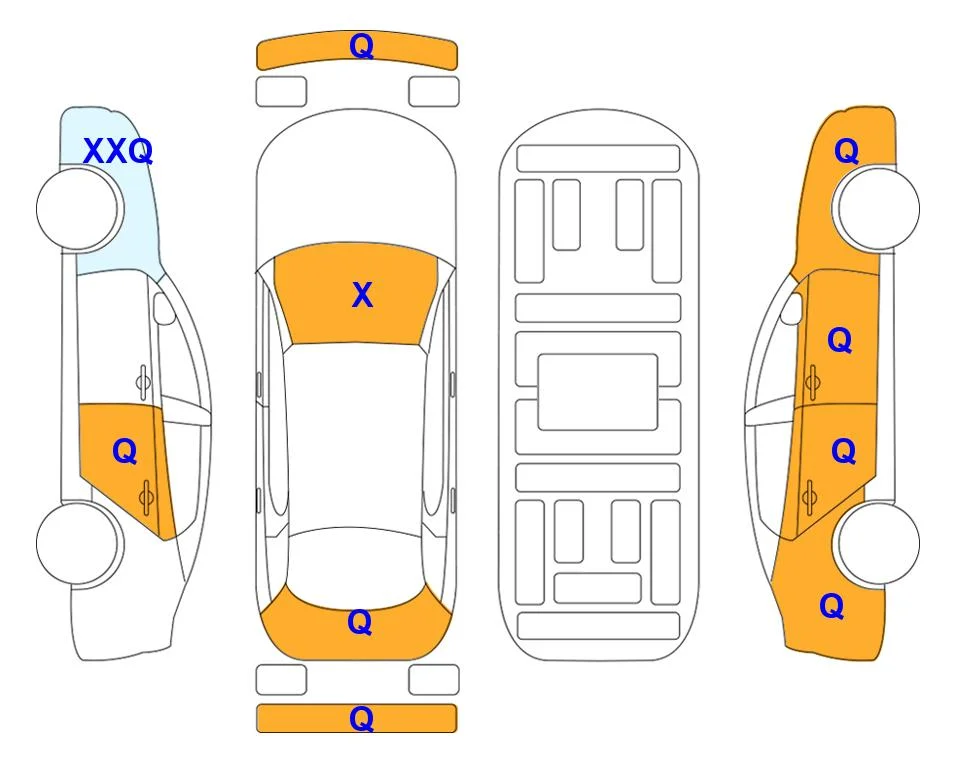 Body diagram with the marks of Lotte Auto Auction