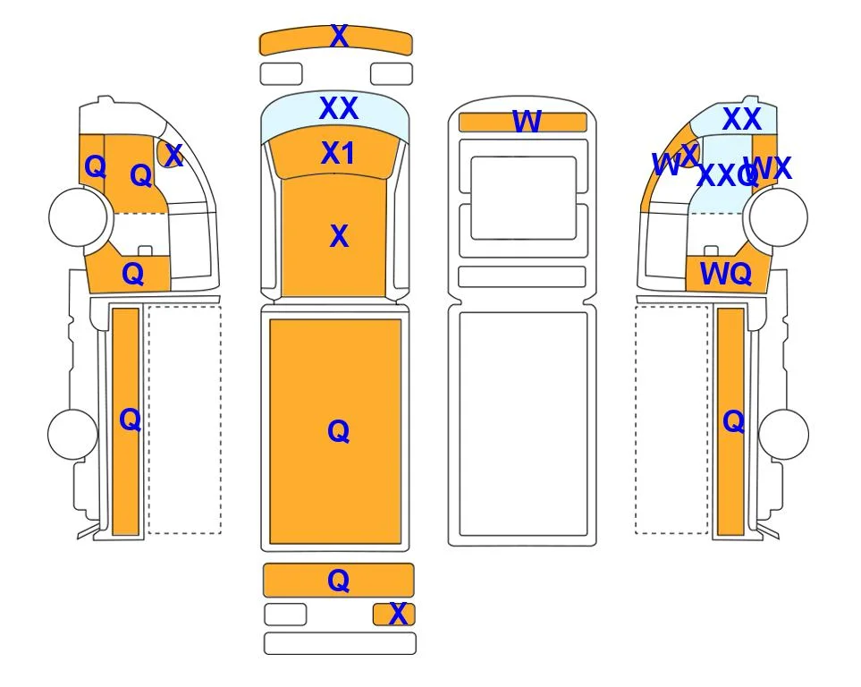 Схема кузова с отметками аукциона Lotte Auto Auction