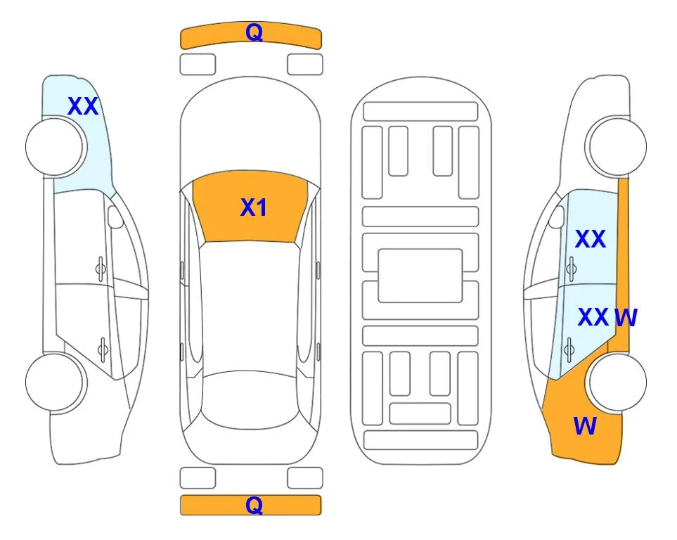 Схема кузова с отметками аукциона Lotte Auto Auction