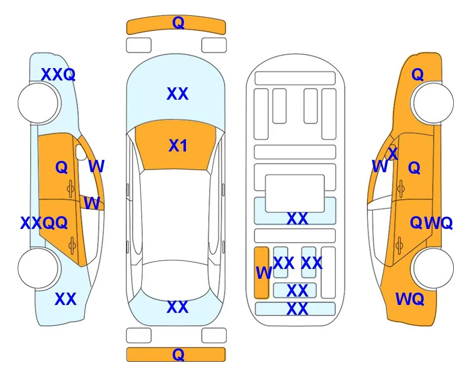 Схема кузова с отметками аукциона Lotte Auto Auction
