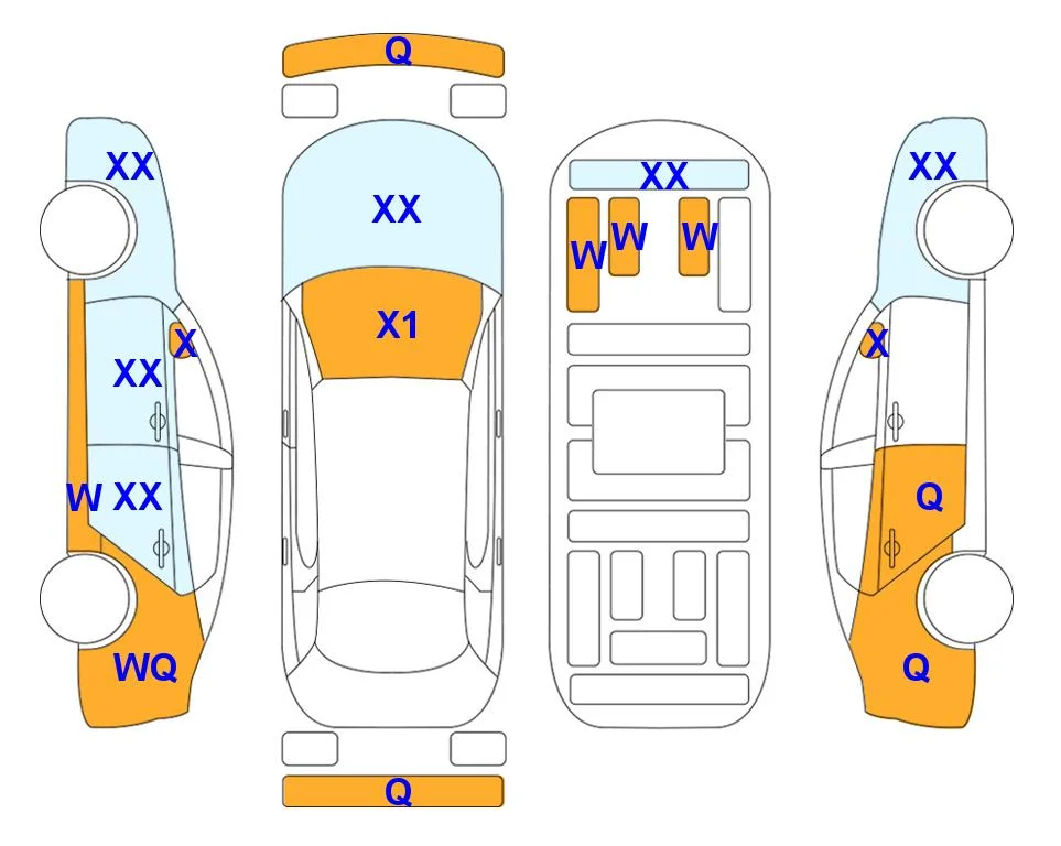 Body diagram with the marks of Lotte Auto Auction