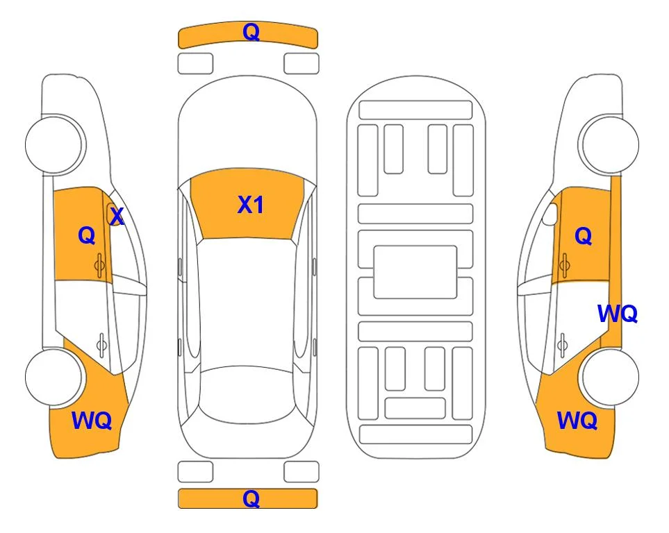 Схема кузова с отметками аукциона Lotte Auto Auction