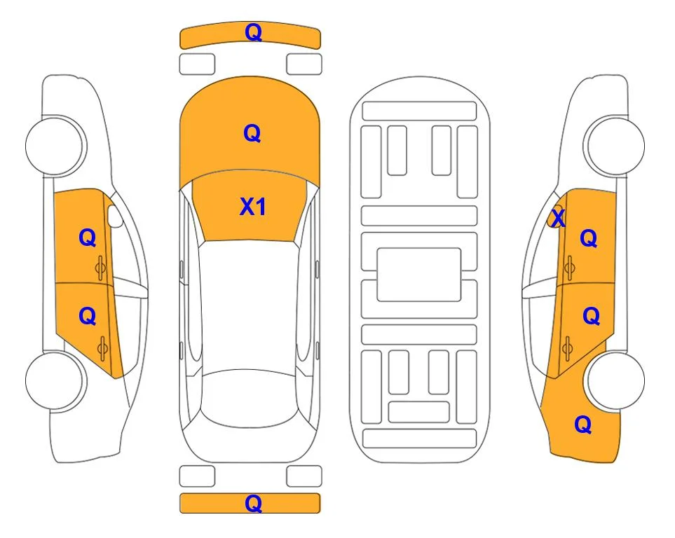 Схема кузова с отметками аукциона Lotte Auto Auction