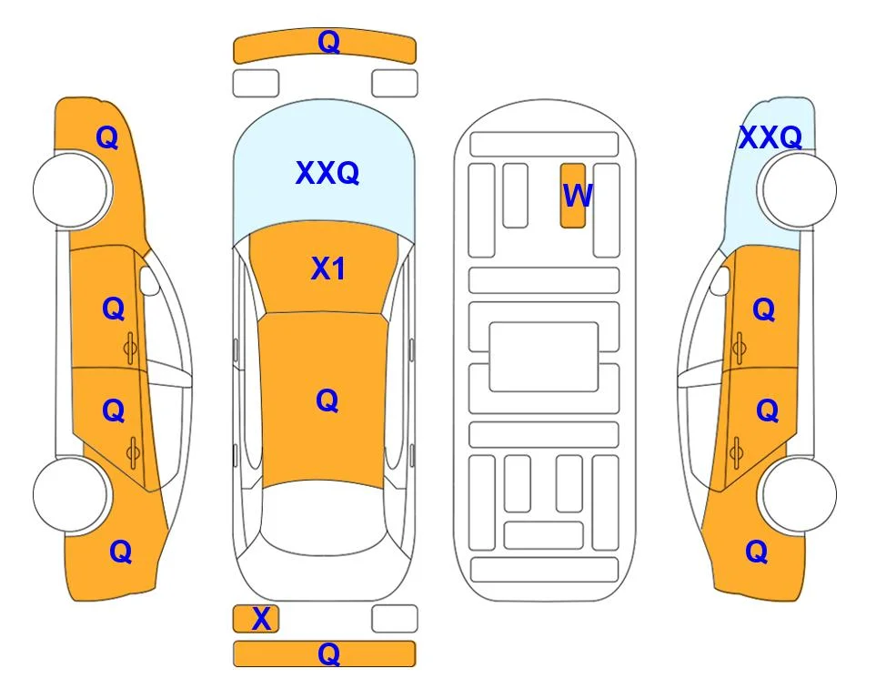 Схема кузова с отметками аукциона Lotte Auto Auction