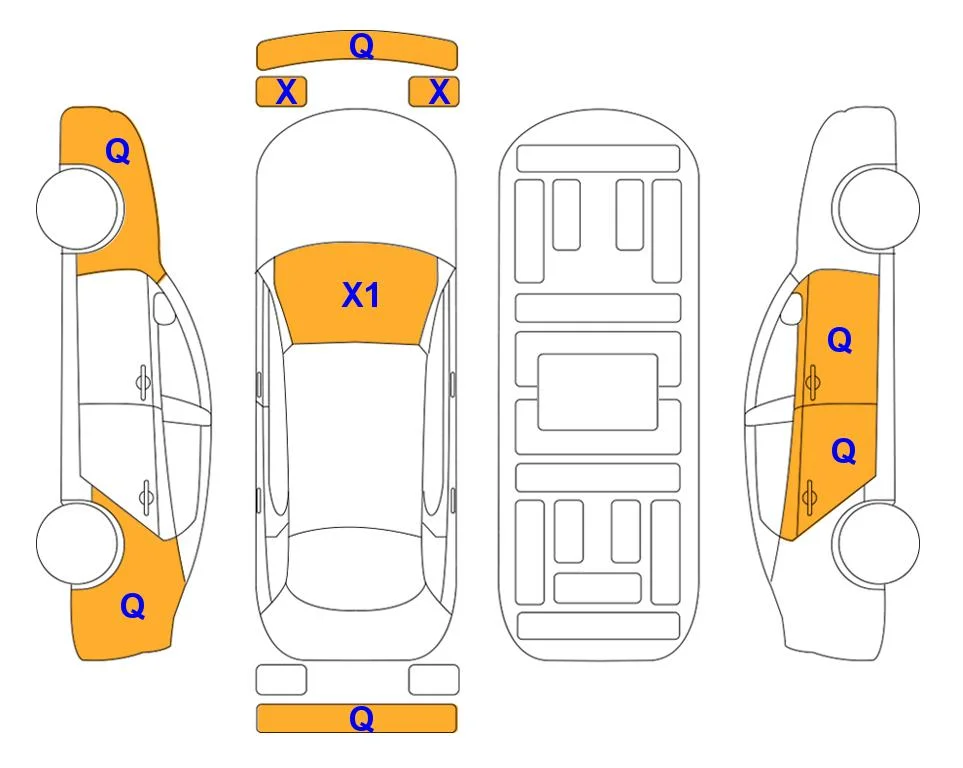Схема кузова с отметками аукциона Lotte Auto Auction