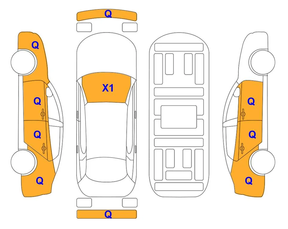 Схема кузова с отметками аукциона Lotte Auto Auction