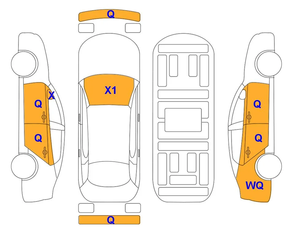 Схема кузова с отметками аукциона Lotte Auto Auction