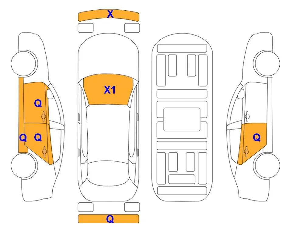 Схема кузова с отметками аукциона Lotte Auto Auction