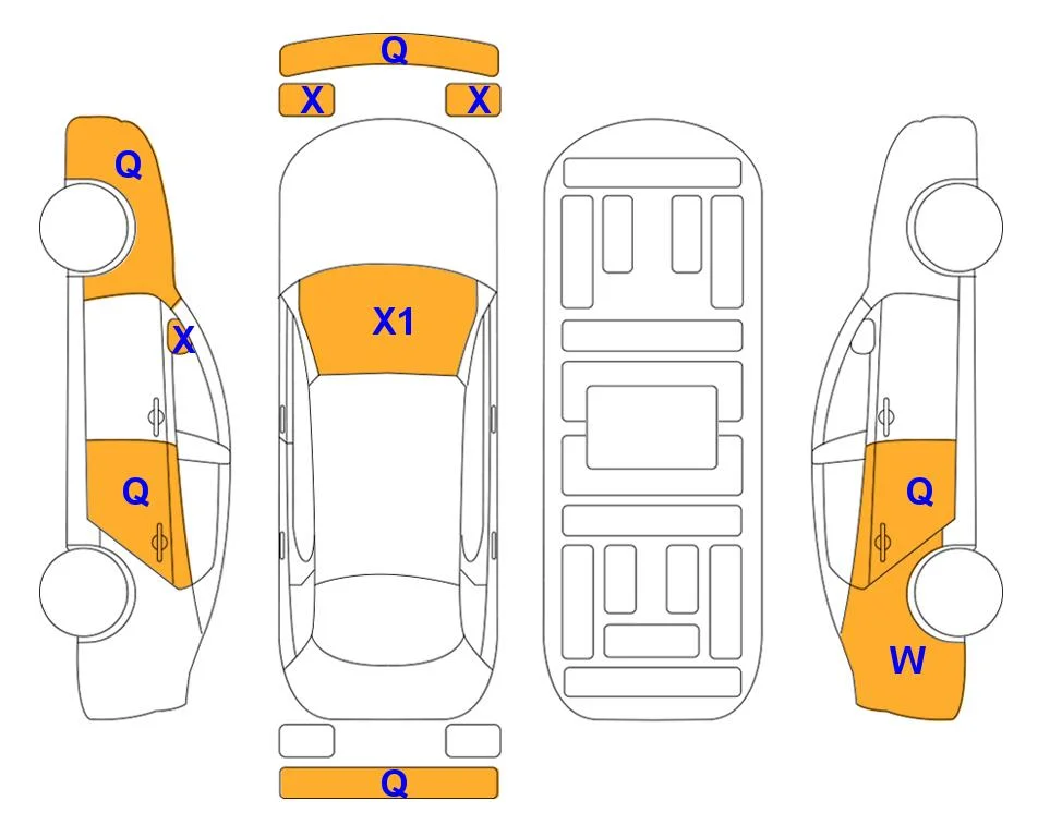 Body diagram with the marks of Lotte Auto Auction