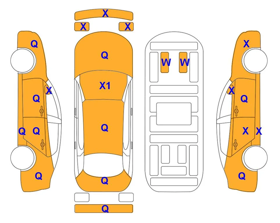 Body diagram with the marks of Lotte Auto Auction