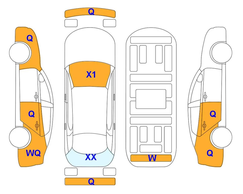 Body diagram with the marks of Lotte Auto Auction