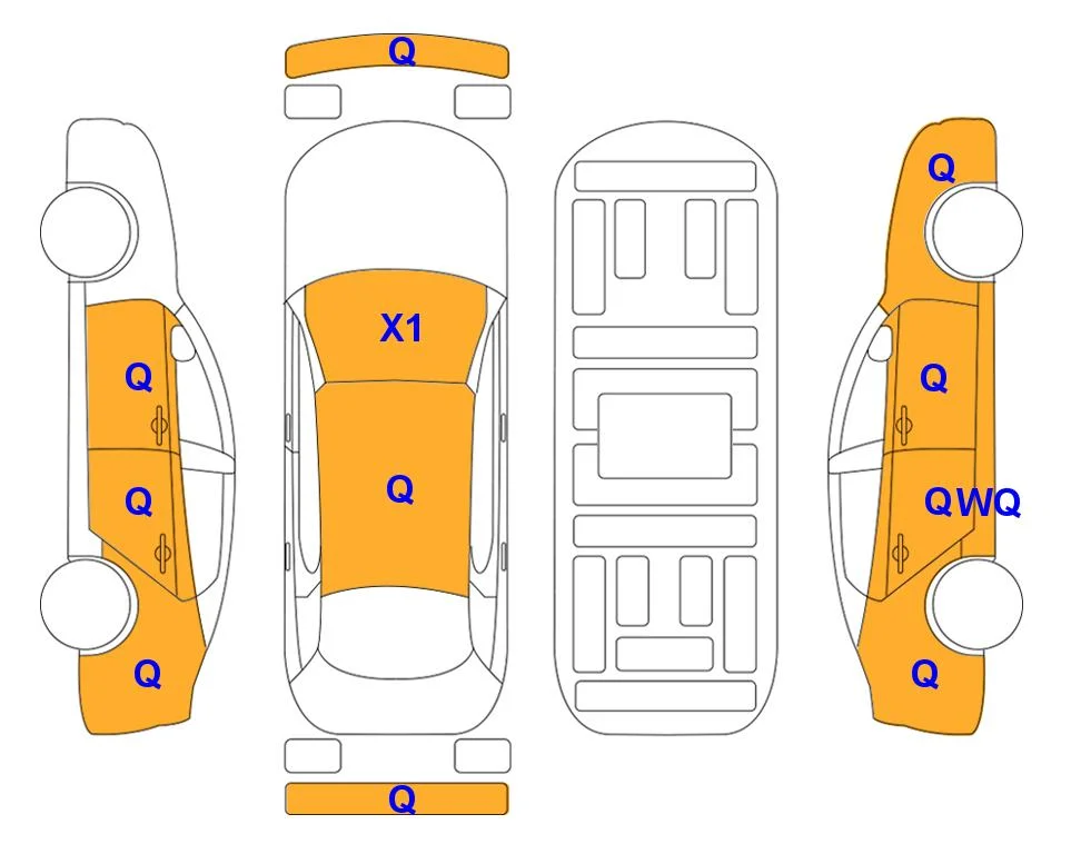 Схема кузова с отметками аукциона Lotte Auto Auction