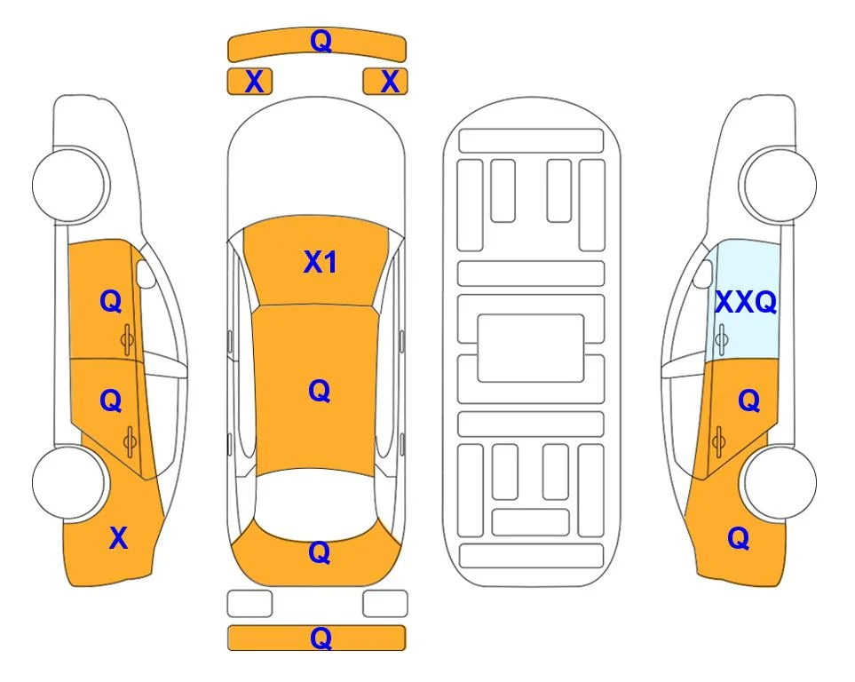 Схема кузова с отметками аукциона Lotte Auto Auction