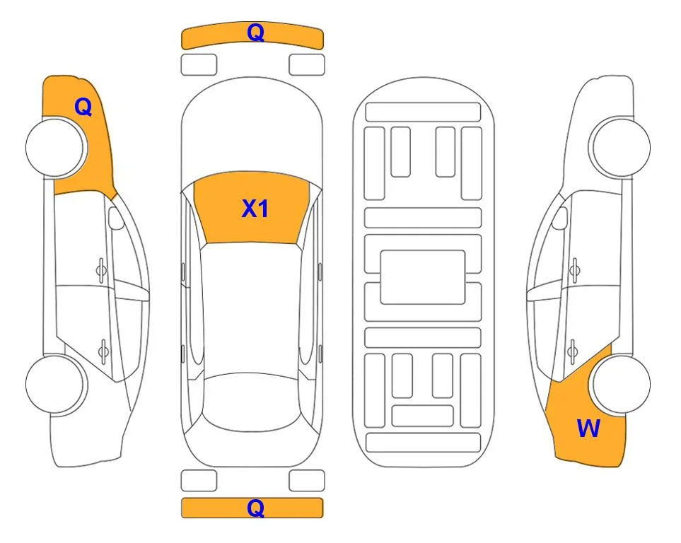 Схема кузова с отметками аукциона Lotte Auto Auction