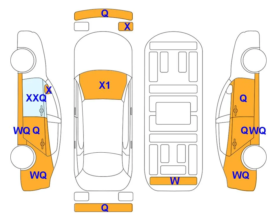 Схема кузова с отметками аукциона Lotte Auto Auction
