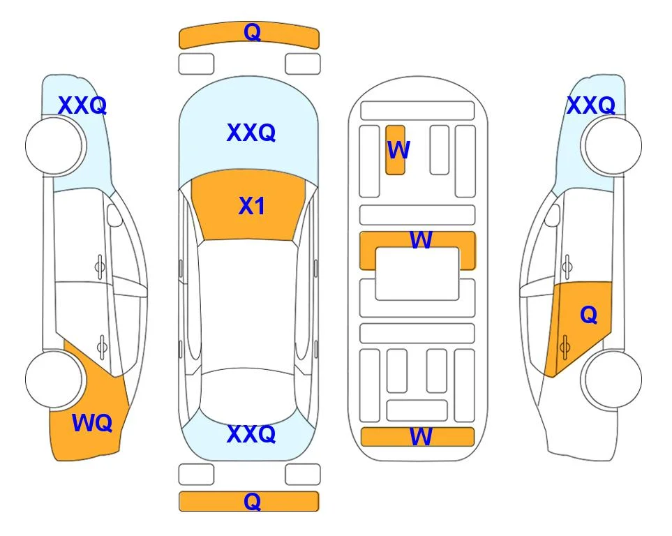 Схема кузова с отметками аукциона Lotte Auto Auction